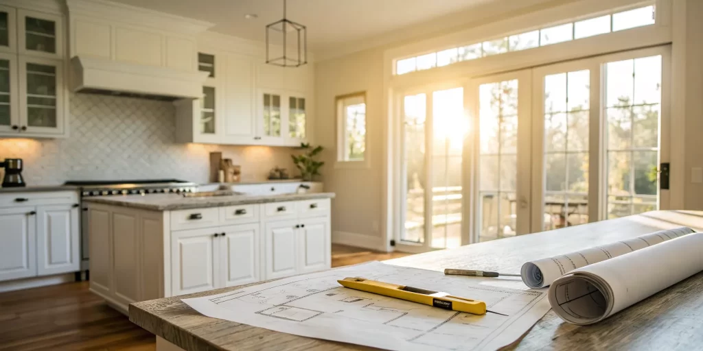 Kitchen remodel blueprint review.