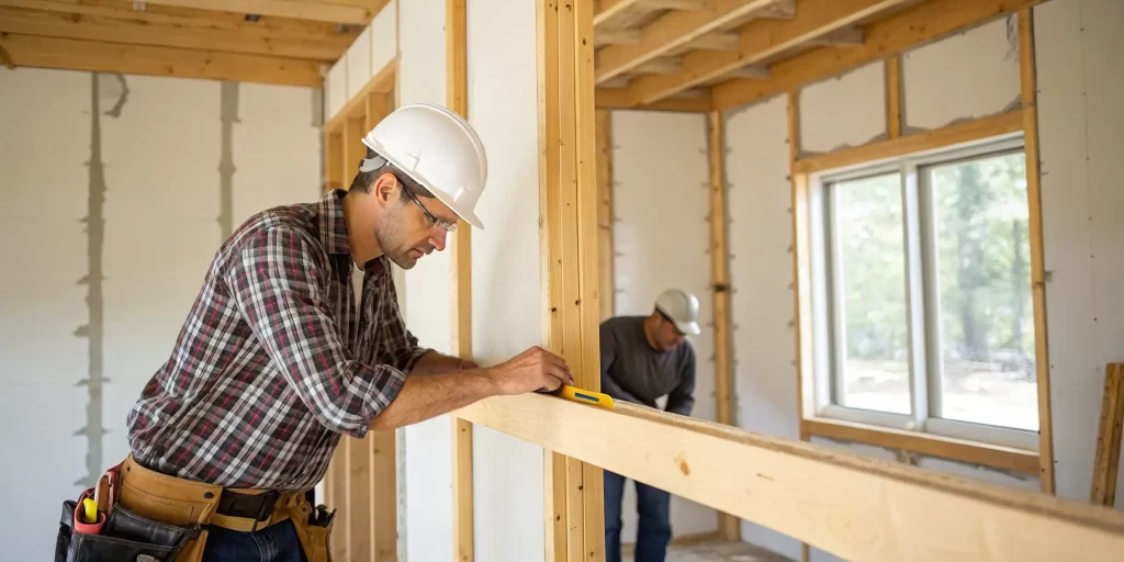 Home remodel framing construction.