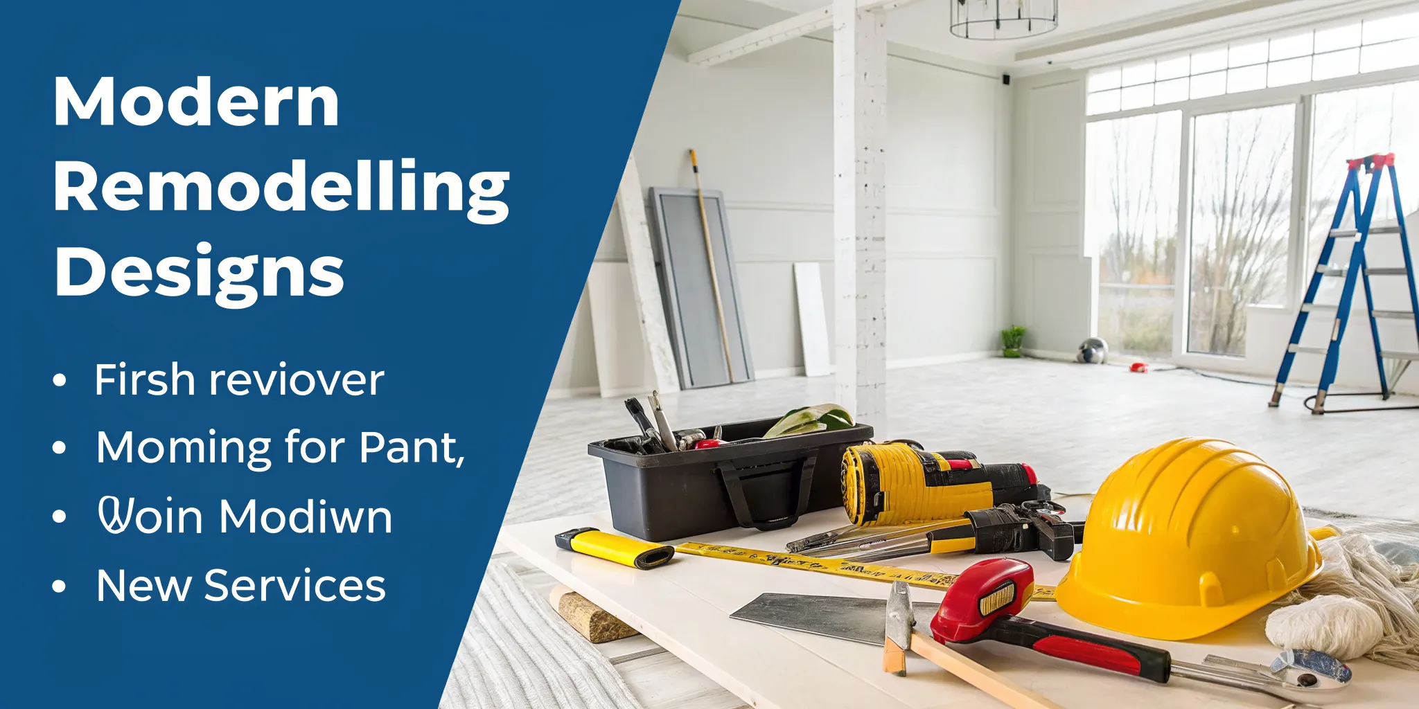 A hard hat and blueprints showing the process of a remodeling design service in a home renovation.