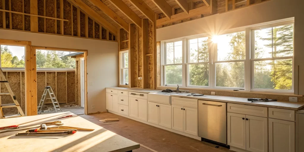 A kitchen remodel in progress, a key part of the overall project timeline.