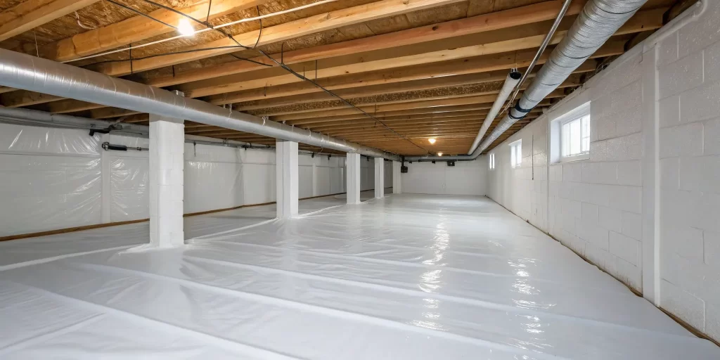 A finished crawl space encapsulation showing what the total project cost covers.