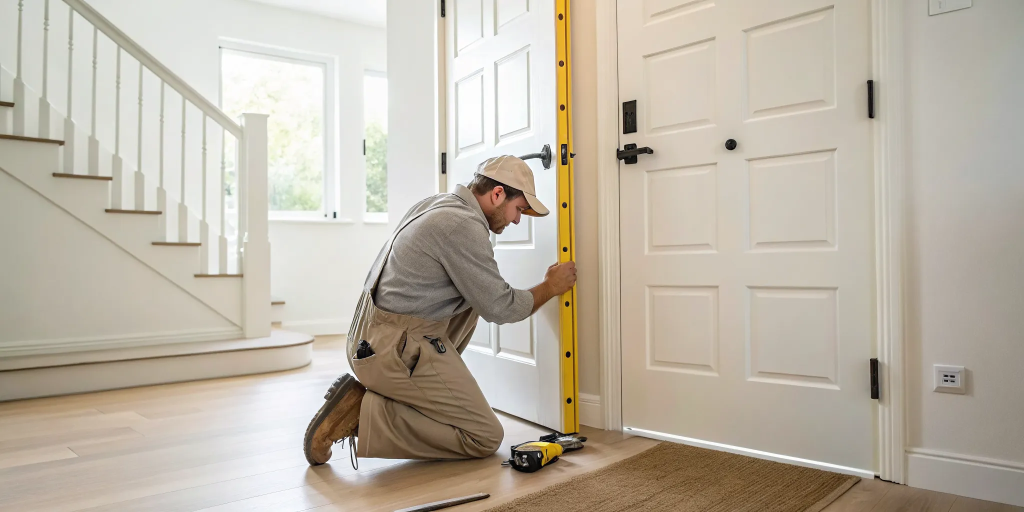 A professional handles an interior door installation, a major factor in the final cost.