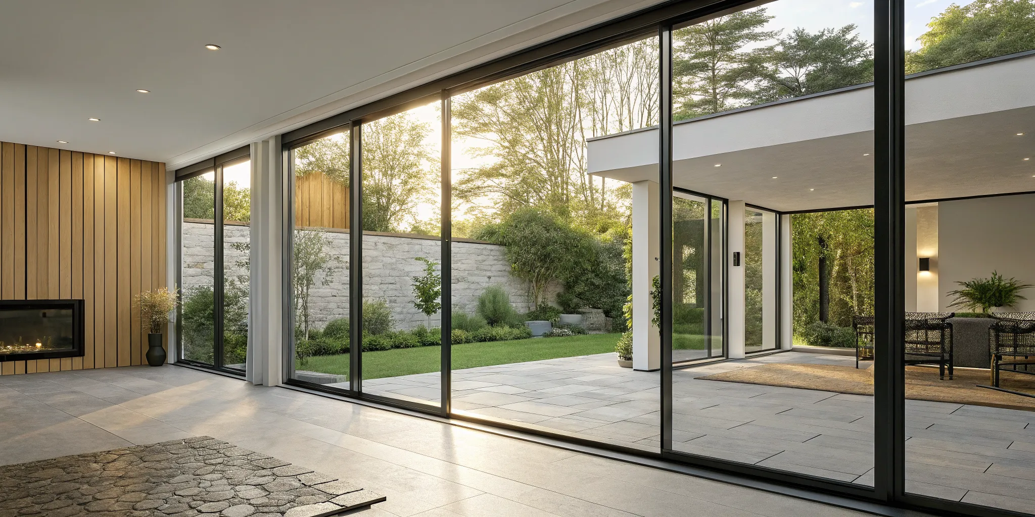 The cost of a sliding glass door replacement for a modern home with a patio view.