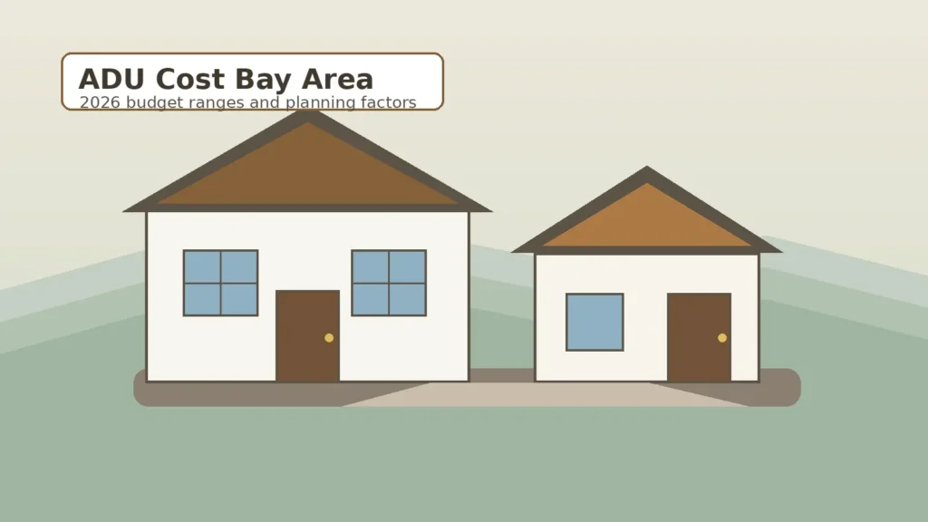 ADU cost Bay Area planning guide with a home and backyard accessory dwelling unit