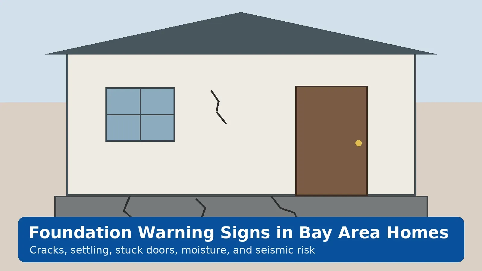 Foundation warning signs Bay Area home with visible cracks and settling concerns
