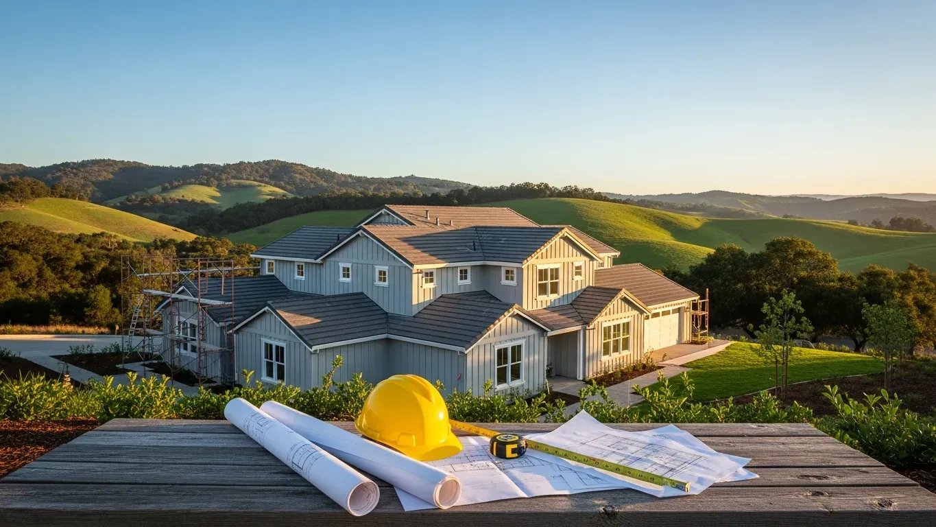 Bay Area home renovation with blueprints and construction planning materials