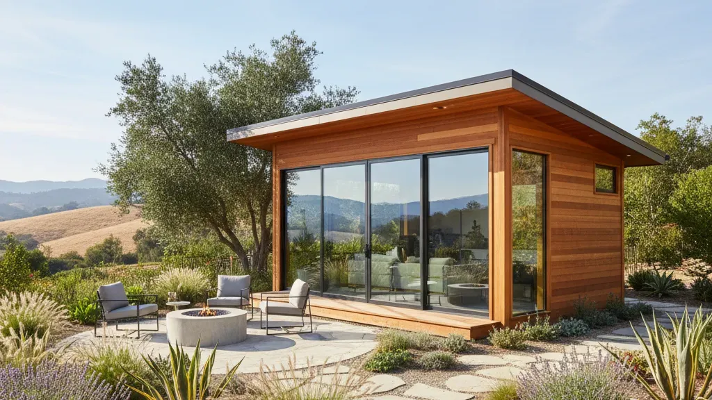 Modern detached ADU in a Bay Area backyard with contemporary design and landscaping