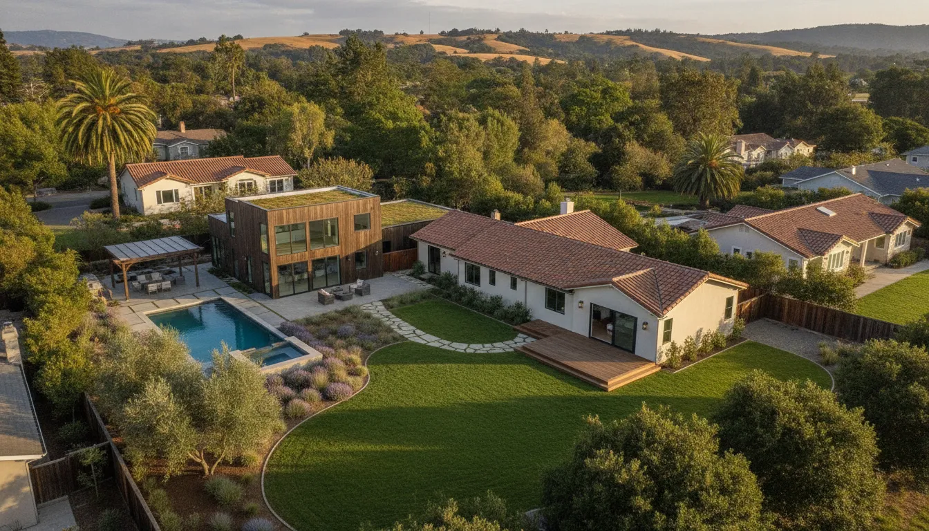 Bay Area property showing an attached home addition and a separate backyard ADU