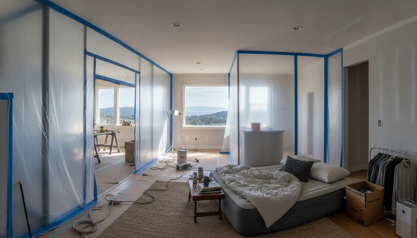 Organized Bay Area home interior while living through a home remodel