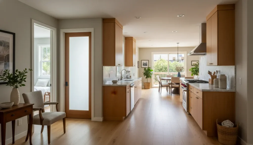 Multigenerational home remodel with private suite and shared living area